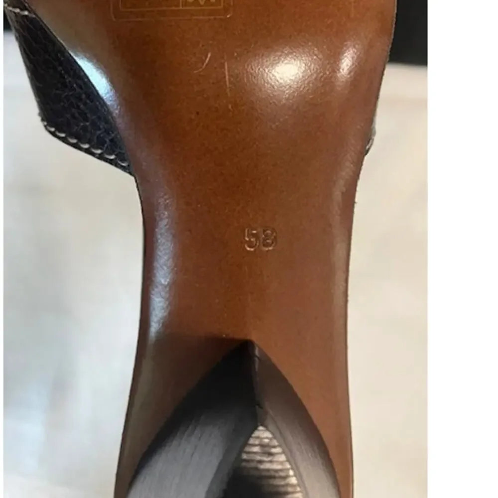 Walter Steiger Black Leather Pointed-Toe Woven Mules